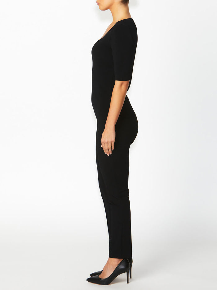 Women's Knit Easy Fit Stretch Top in Black | Milano
