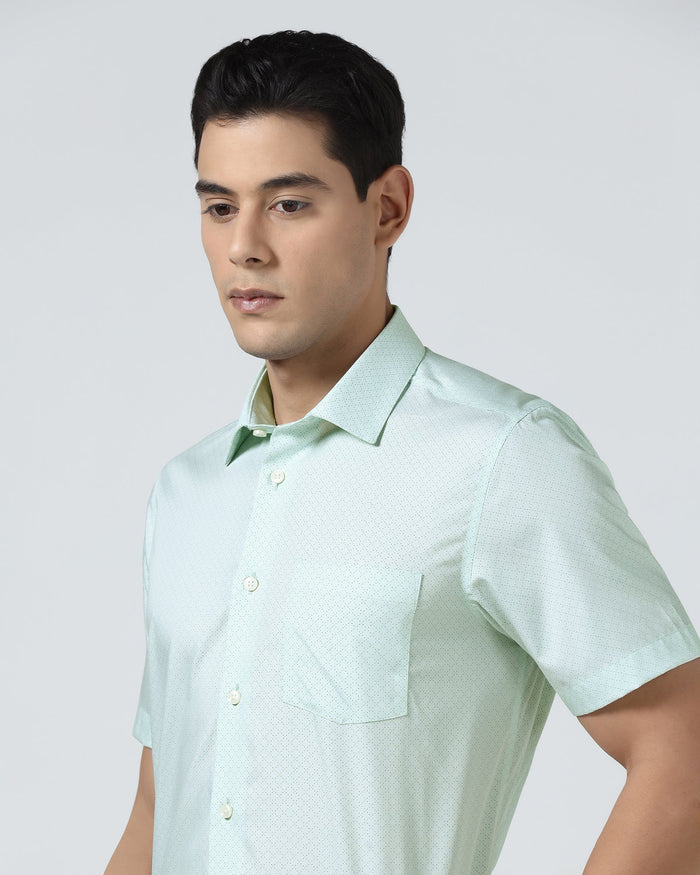 Mint Half Sleeve Printed Shirt - Cube