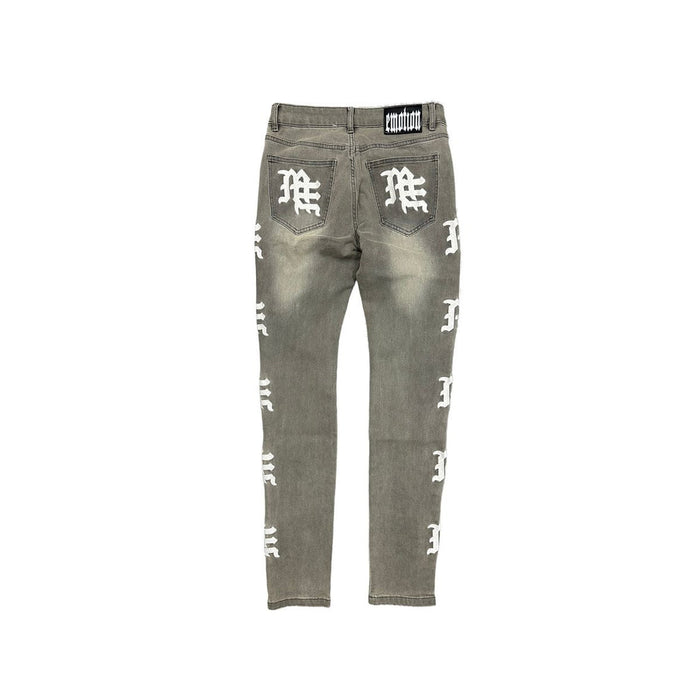 Mixed Emotion - Ash Grey Monogram Jean - Clique Apparel