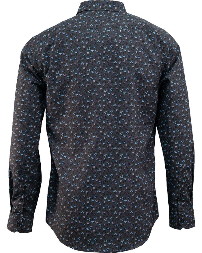 MORRIS SPARSE FLORAL SHIRT - CHARCOAL