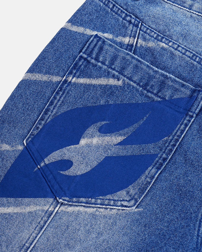 MUSIC RYTHIM SHORTS DENIM - blue washed denim shorts, detail close-up - Cold Culture
