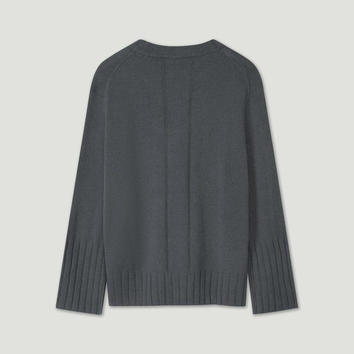 Dark gray sweater on a light gray background