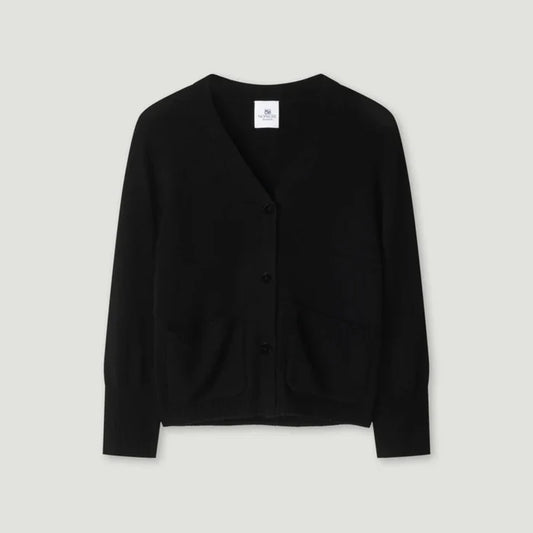 Black cardigan on a light gray background | Lead