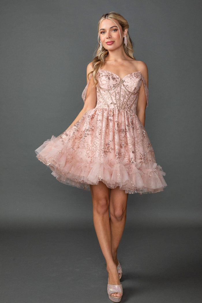 Off-the-Shoulder Tulle Homecoming Dress