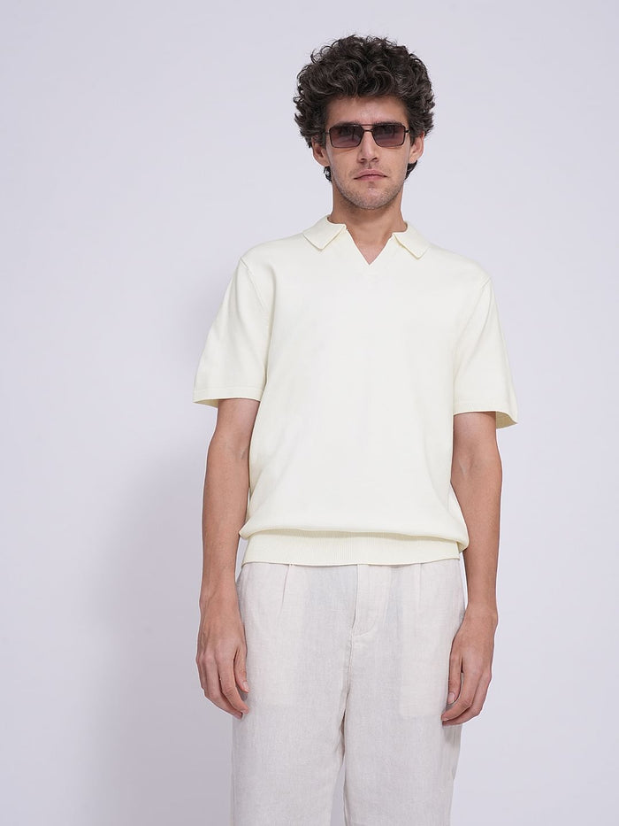 Off-White Split Neck Polo