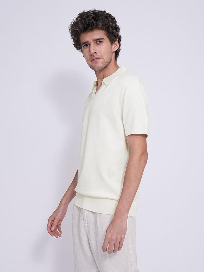 Off-White Split Neck Polo