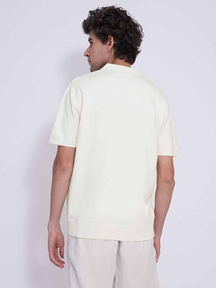 Off-White Split Neck Polo