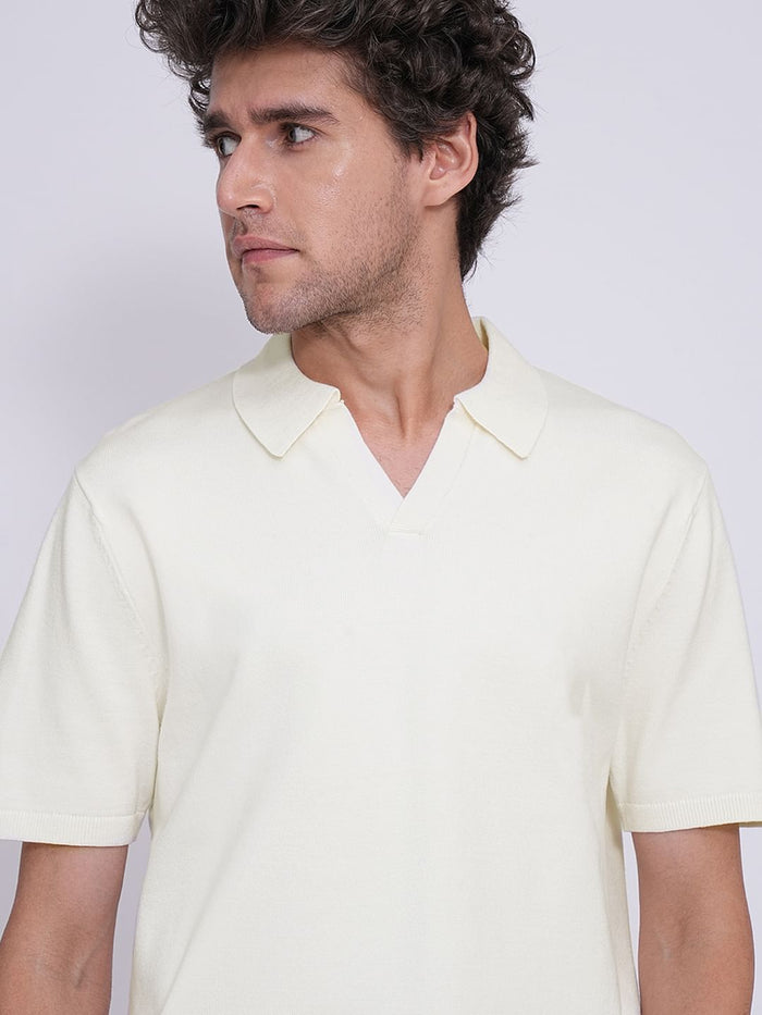 Off-White Split Neck Polo