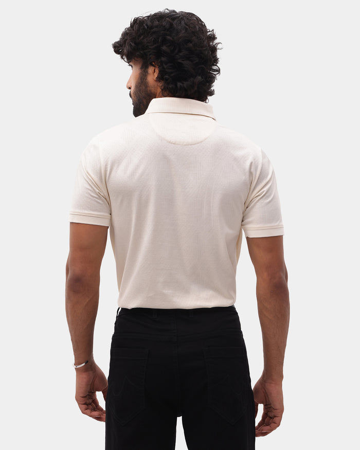 Off White Textured Polo - Min Jun