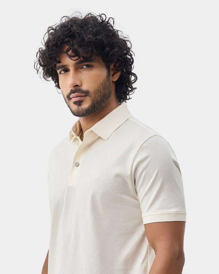 Off White Textured Polo - Min Jun