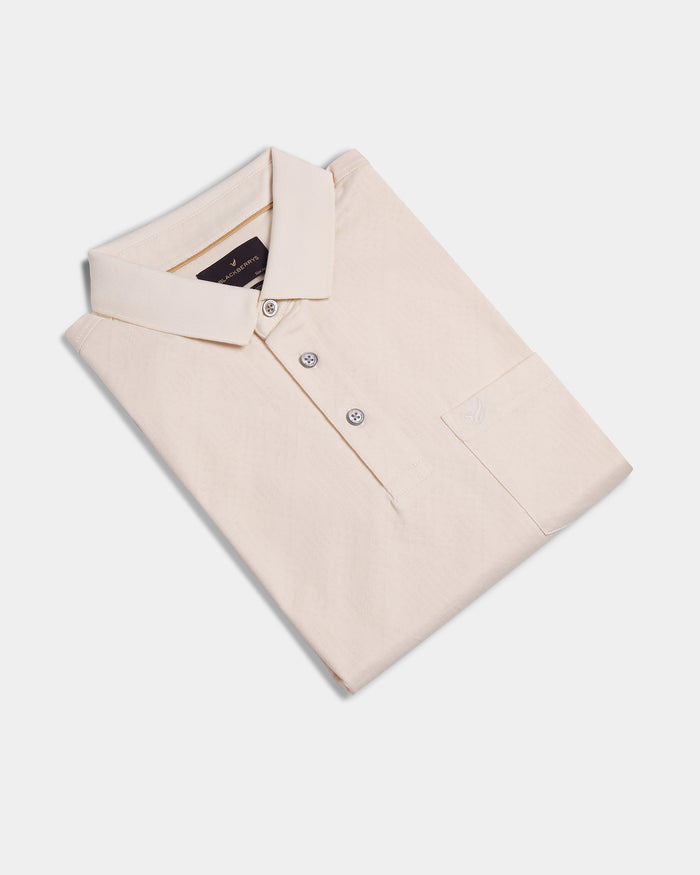 Off White Textured Polo - Min Jun