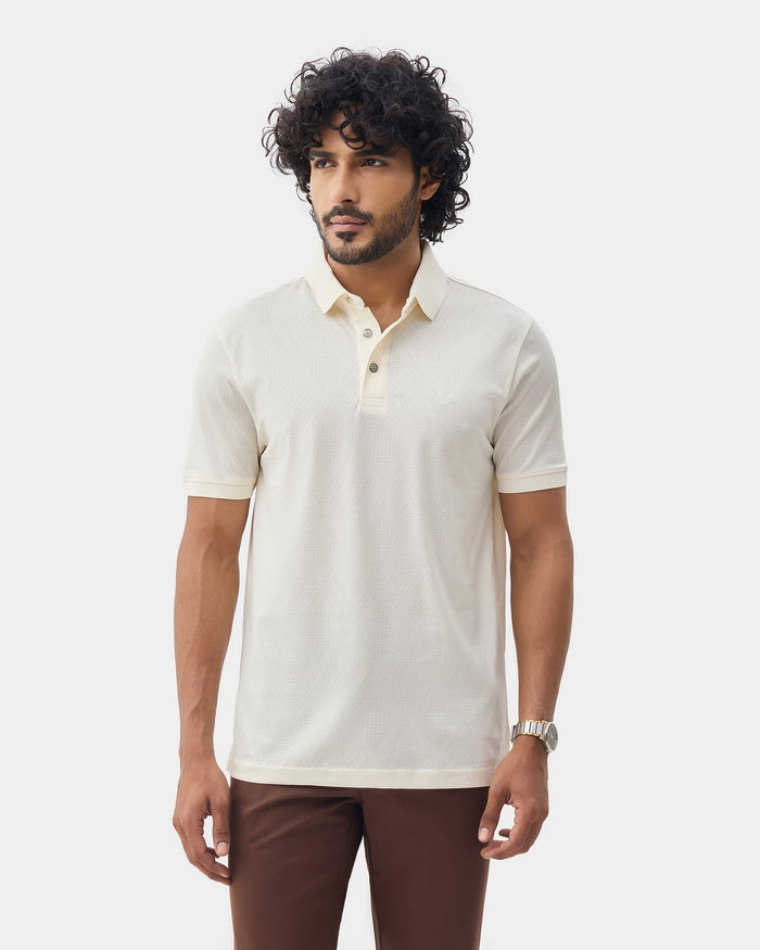 Off White Textured Polo - Min Jun