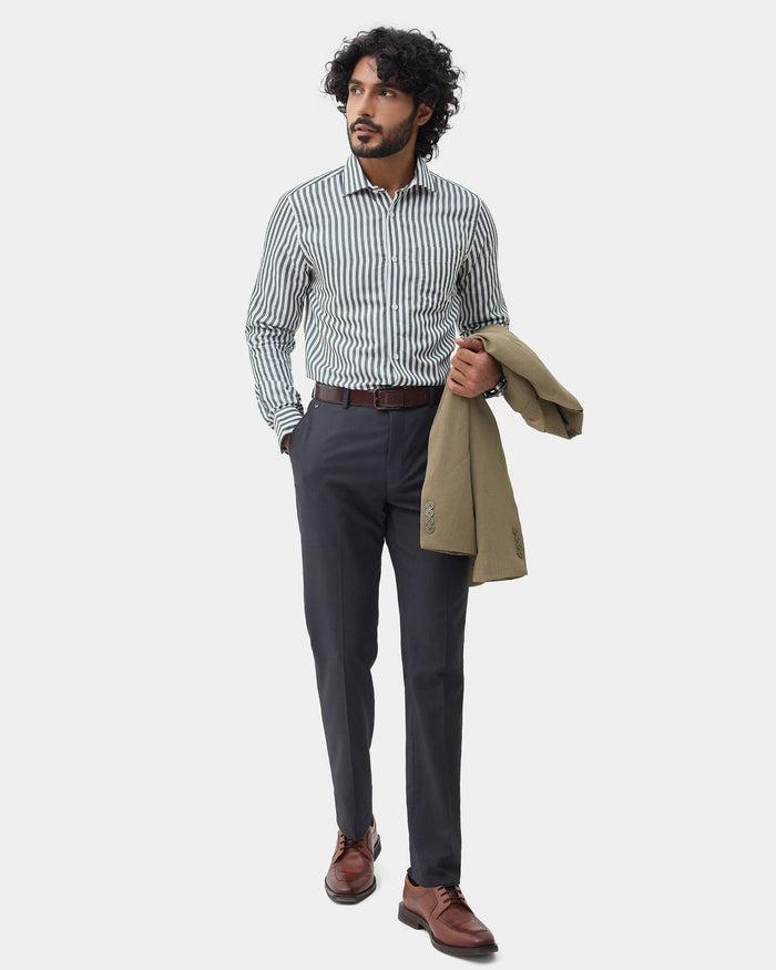Olive Linen Stripe Shirt - Kylen