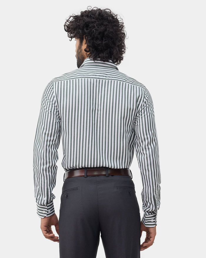 Olive Linen Stripe Shirt - Kylen