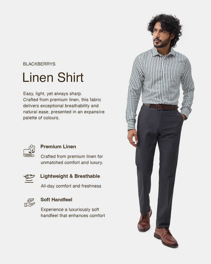 Olive Linen Stripe Shirt - Kylen