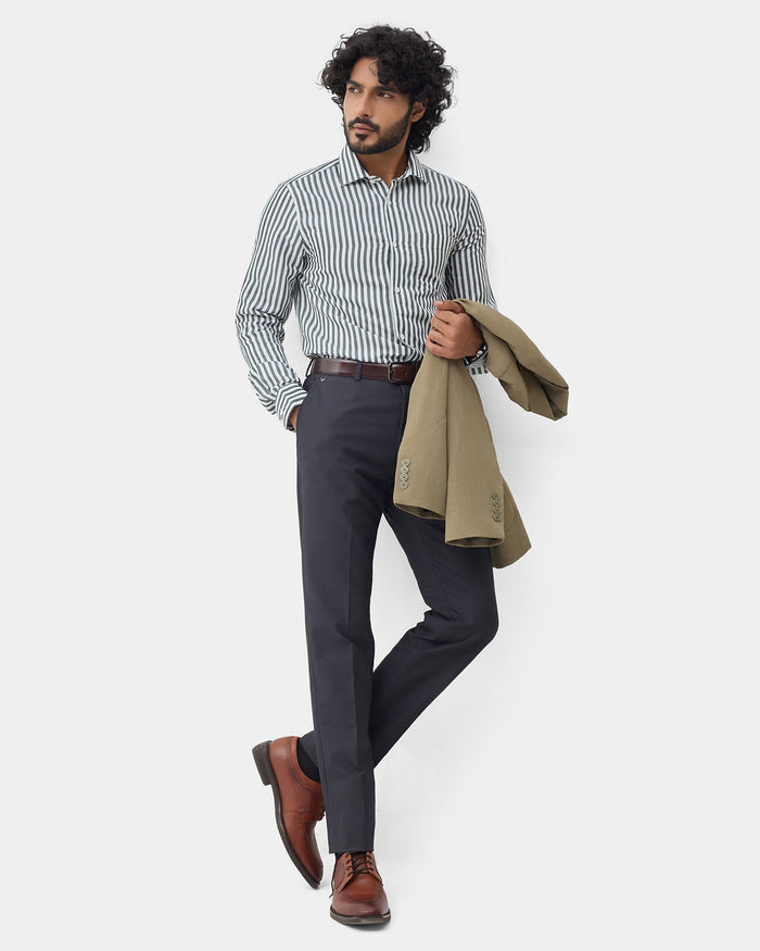 Olive Linen Stripe Shirt - Kylen
