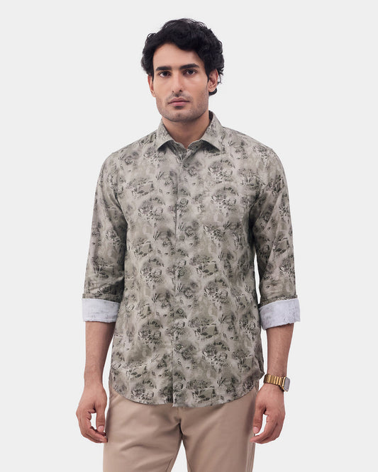 LONG SLEEVE INDIA FIT ALL OVER PRINT SHIRT