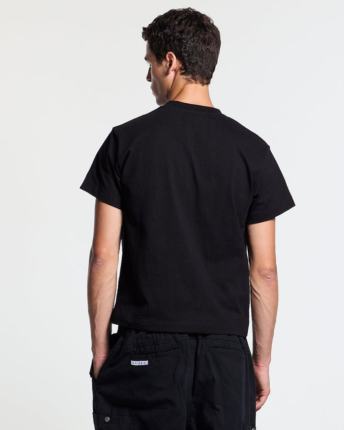 OPERA TEE BLACK - black horse print tee, back view on male model - Cold Culture