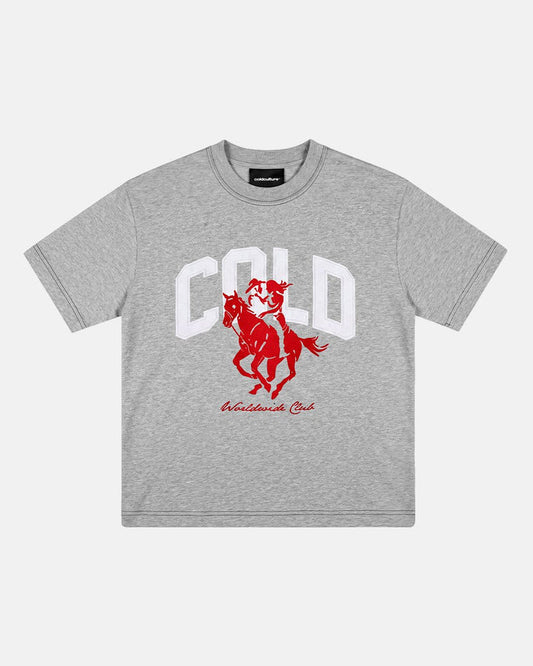 OPERA TEE HEATHER GREY - heather grey horse print tee, front view - Cold Culture