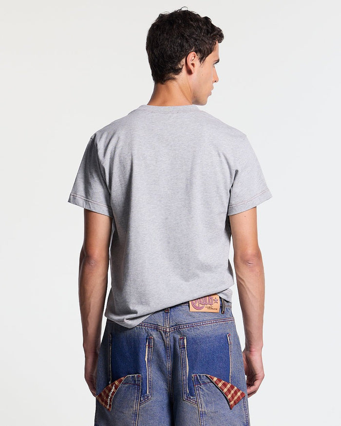 OPERA TEE HEATHER GREY - heather grey horse print tee, back view on male model - Cold Culture