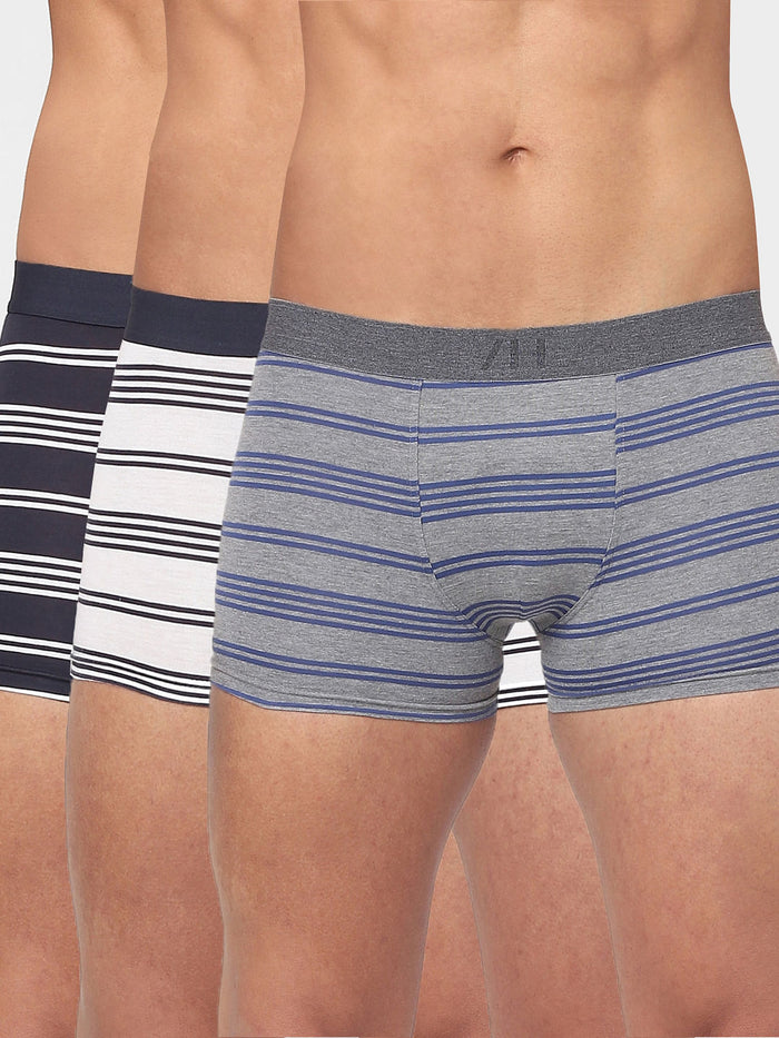 Pack of 3 Striped Trunks - Grey, White, Blue