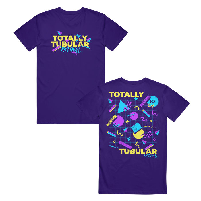 totally tubular festival Pattern - Purple T-Shirt front and back