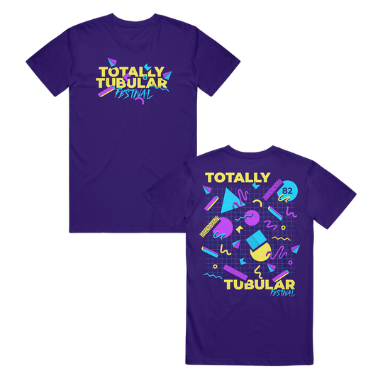 totally tubular festival Pattern - Purple T-Shirt front and back