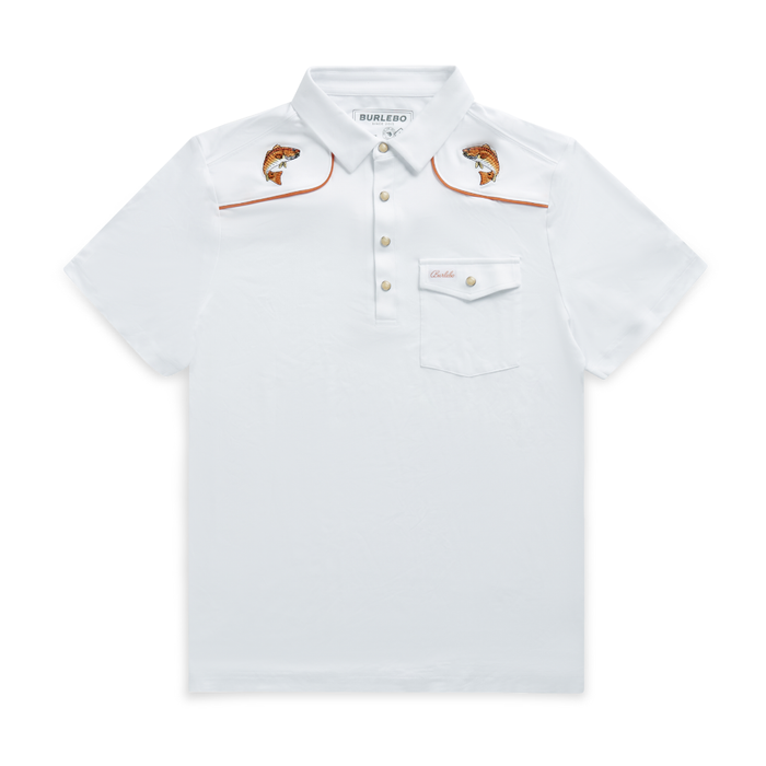 Pearl Snap Performance Polo - Redfish - White