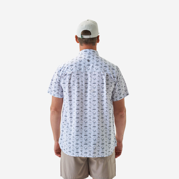 Performance Button Up - Ducks and Calls - White