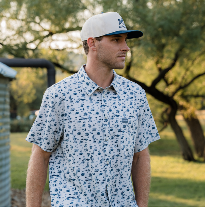 Performance Button Up - Out West - Cream