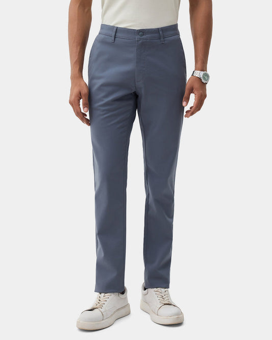 Petrol Blue Solid Khakis - Sinai
