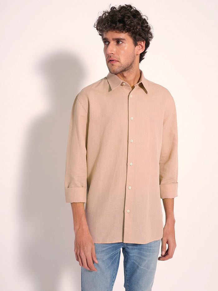 Pink Linen Full Sleeves Shirt