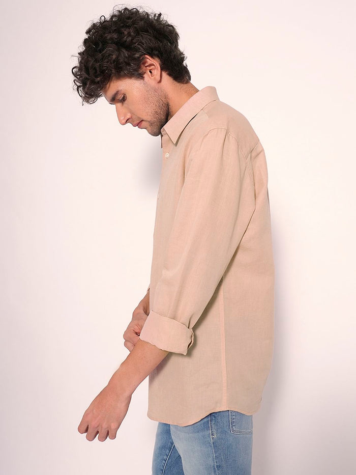 Pink Linen Full Sleeves Shirt