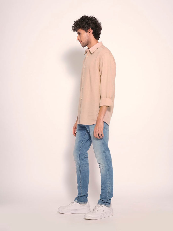 Pink Linen Full Sleeves Shirt