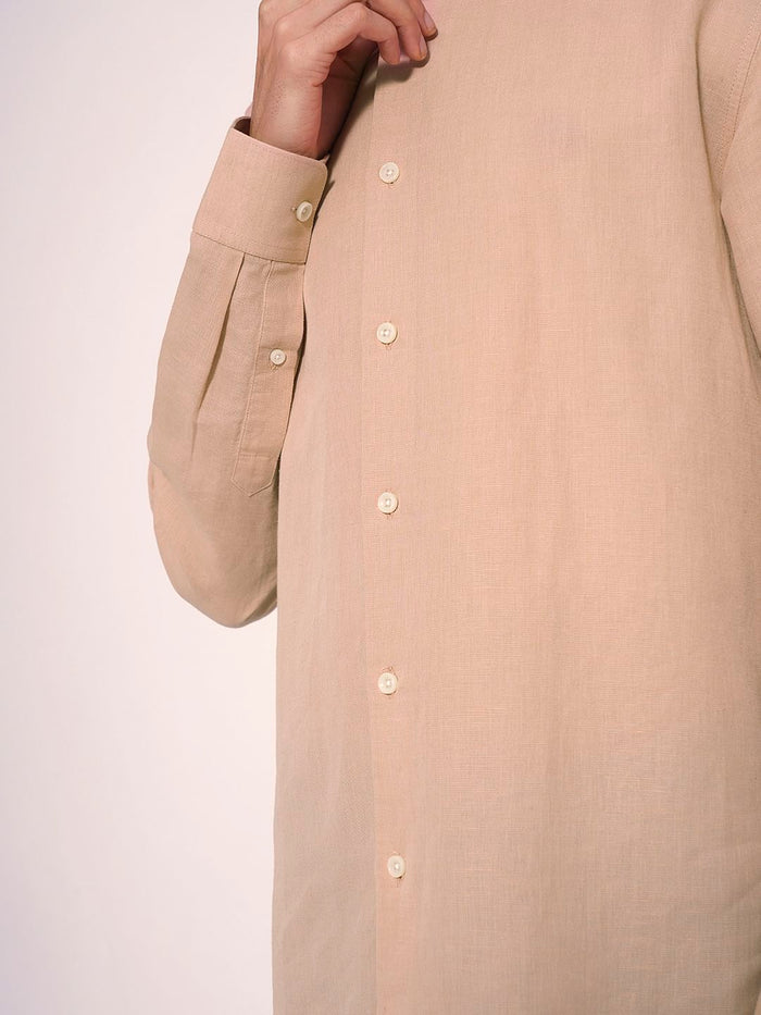 Pink Linen Full Sleeves Shirt