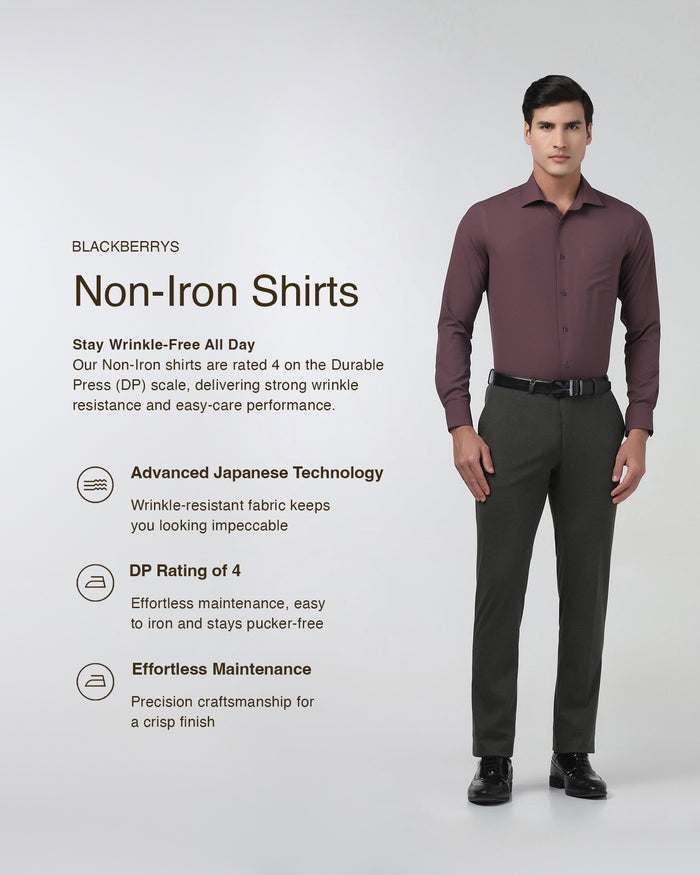Plum Non Iron Textured Shirt - Relay E