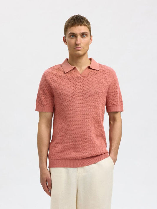 Red Crochet Organic Cotton Polo
