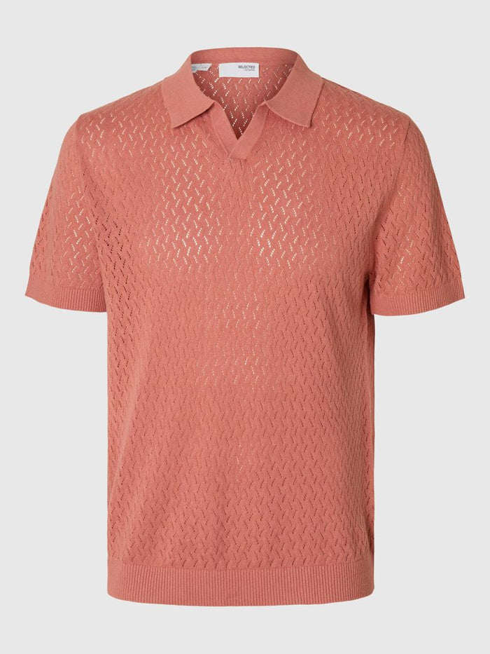 Red Crochet Organic Cotton Polo