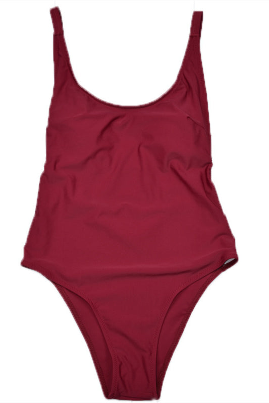 Red One-Piece Backless Swimsuit