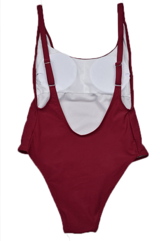 Red One-Piece Backless Swimsuit