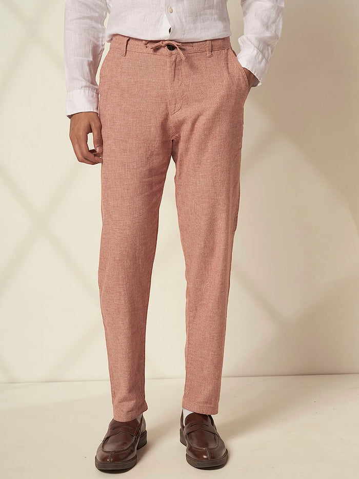 Red Organic Cotton Slim Fit Pants