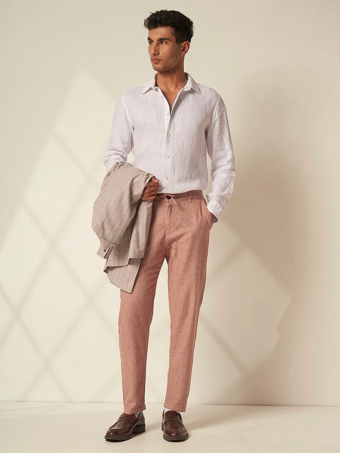 Red Organic Cotton Slim Fit Pants