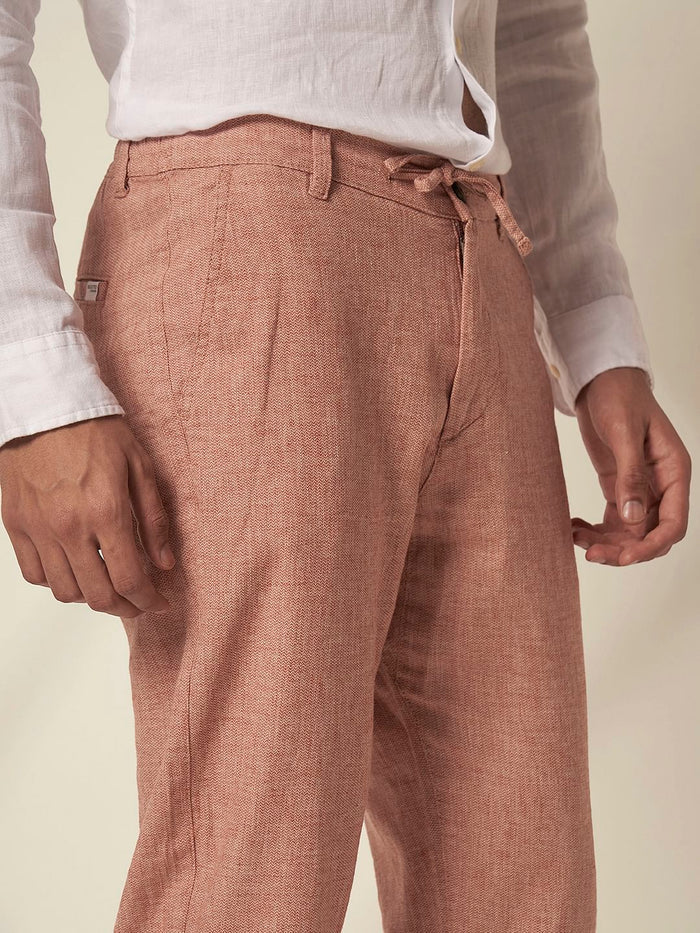 Red Organic Cotton Slim Fit Pants