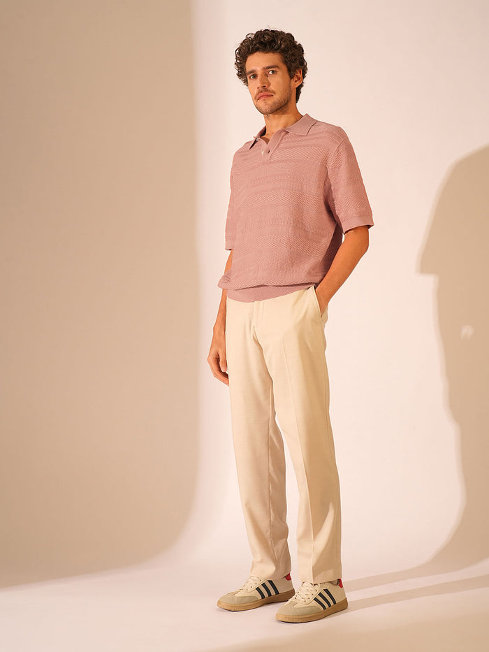 Red Structured Knitted Polo
