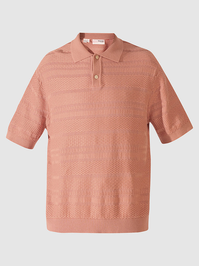 Red Structured Knitted Polo