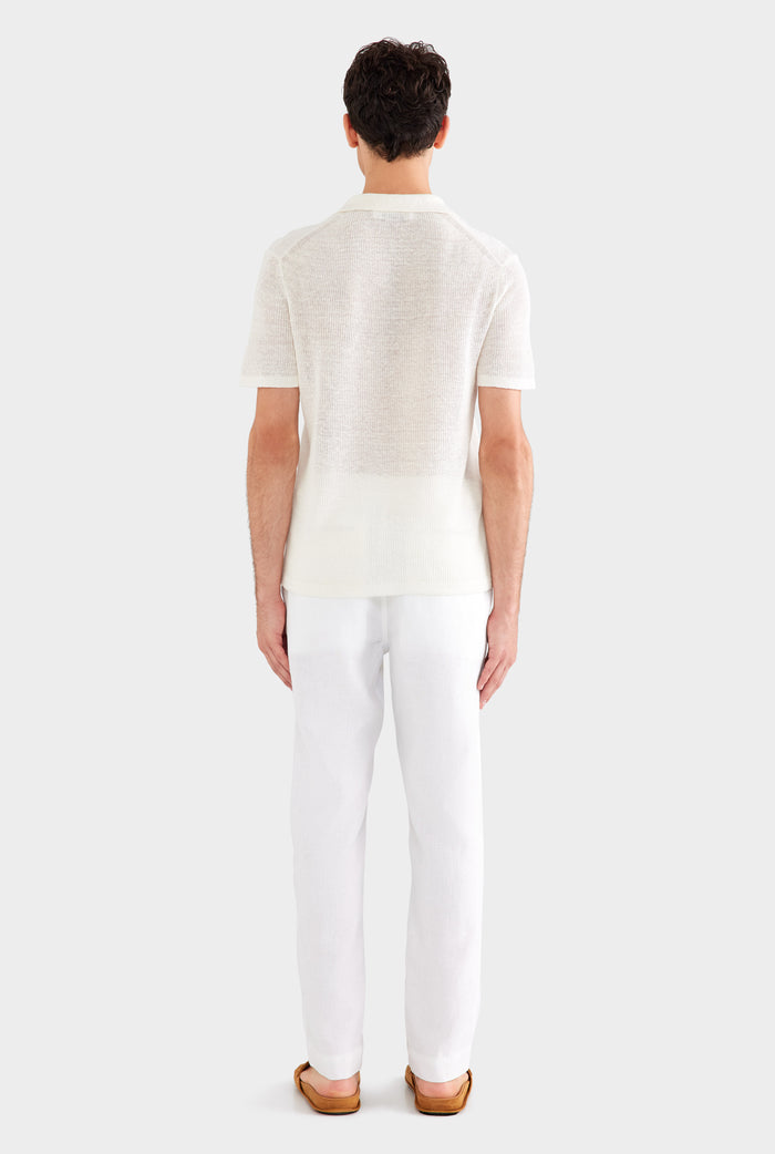 Rib Knit Open Neck Polo 2.0 - Off White