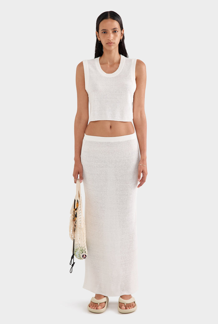 Rib Knitted Skirt - Off White Classic