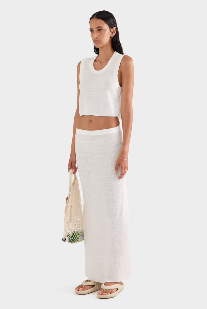 Rib Knitted Skirt - Off White Classic