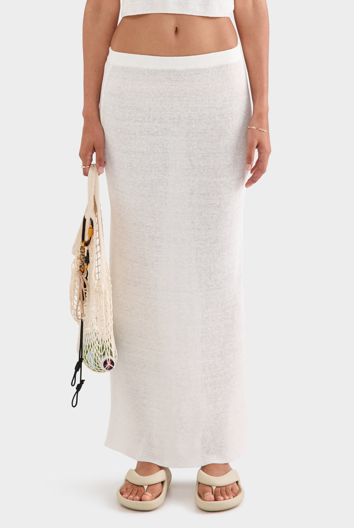 Rib Knitted Skirt - Off White Classic