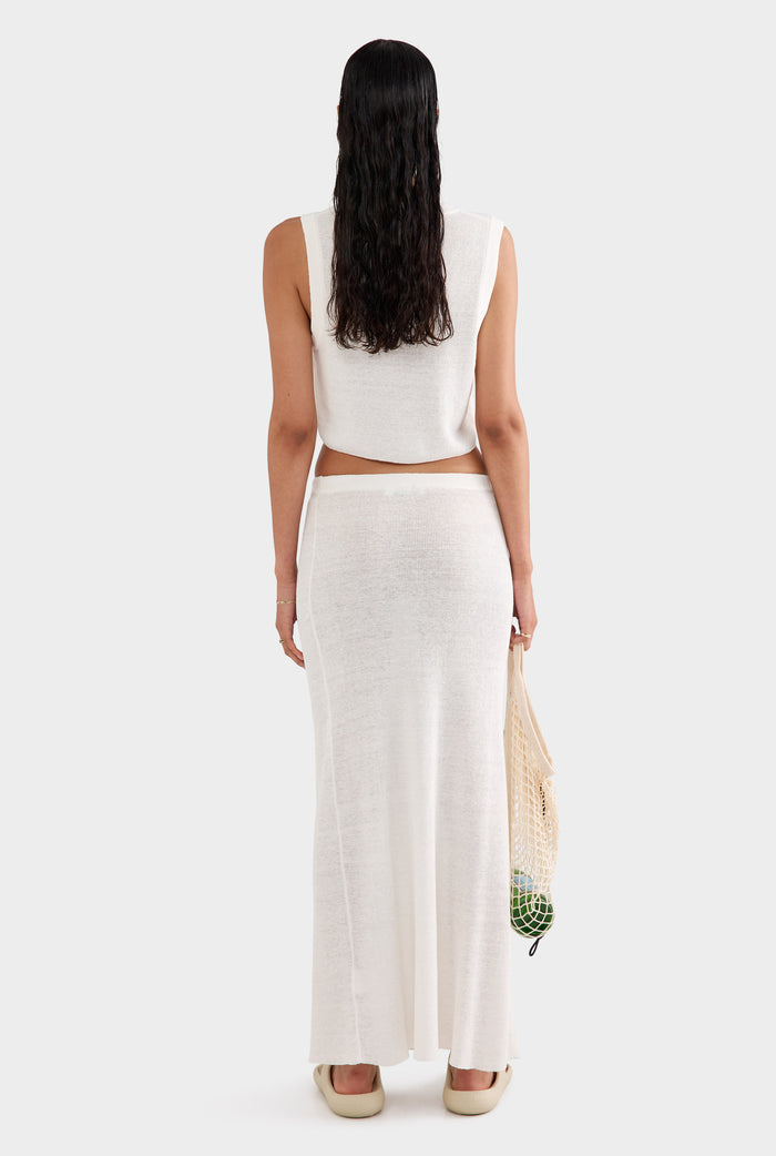 Rib Knitted Skirt - Off White Classic